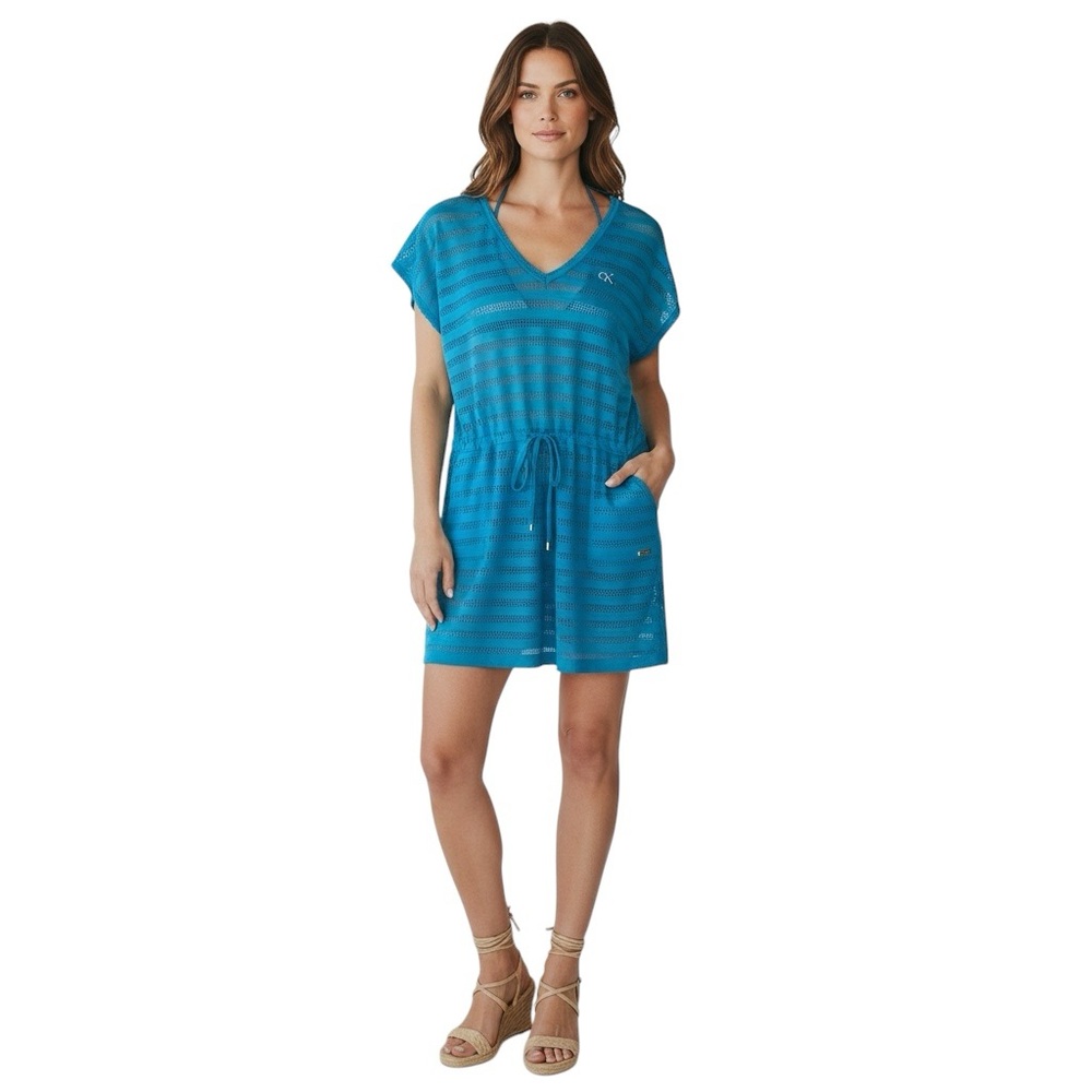 CALVIN KLEIN Eyelet Swim Cover-Up in Blue Size Medium — SUMMER PERFECTION!!! - Picture 2 of 12